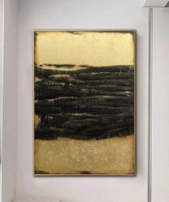 Original Abstract Minimalist Paintings On Canvas In Gold And Black Colors Acrylic Painting 40×30 Modern Art Luxury Painting Glam Decor | GOLDEN SHADOW