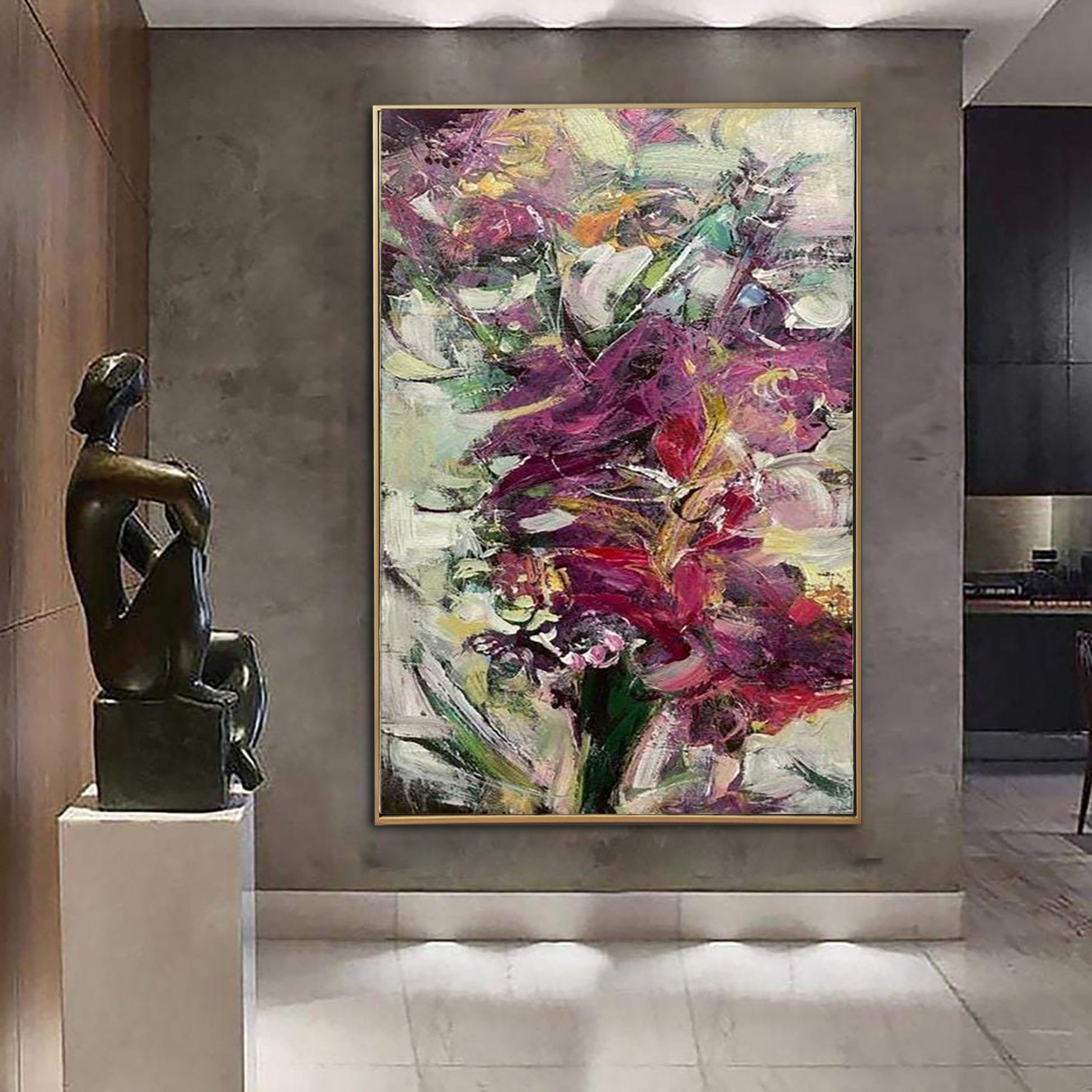 Buy Original Abstract Oil Paintings On Canvas Flowers Bouquet Colorful Painting Modern Contemporary Fine Art Wall Decor | BOUQUET OF FLOWERS online shopping cheap