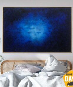 Original Abstract Painting Large Modern Artwork Creative Navy Blue Painting | SPACE ABYSS 36"x54"