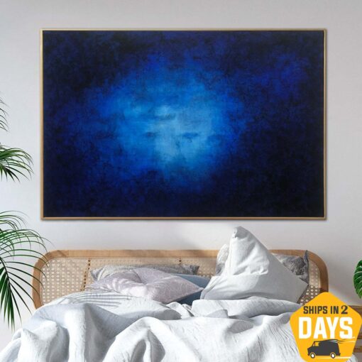 Buy Original Abstract Painting Large Modern Artwork Creative Navy Blue Painting | SPACE ABYSS 36"x54" online shopping cheap