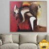 Original Abstract Painting On Canvas Acrylic Painting in Beige And Red Colors Textured Art Modern Decor | PRAMITLER 35.4"x39.4"