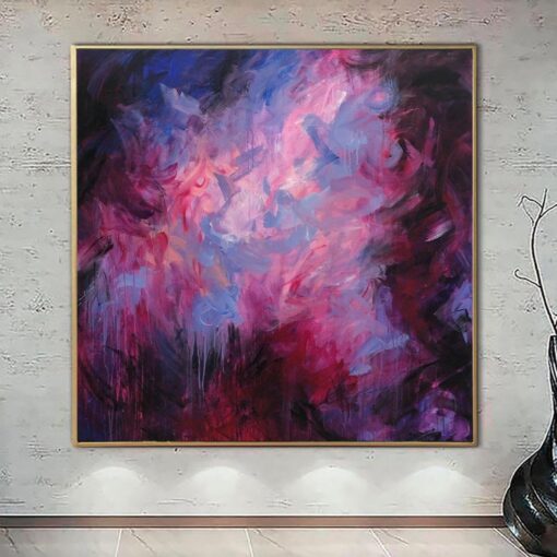 Buy Original Abstract Paintings On Canvas in Blue Black Pink And Veri Peri Colors Expressionist Art Textured Handmade Painting Vivid Art | PURPLE MADNESS online shopping cheap