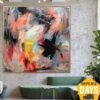 Buy Original Abstract Vibrant Paintings on Canvas Colorful Modern Artwork Textured Oil Painting Handmade Art | SATURDAY MORNING 40"x40" online shopping cheap