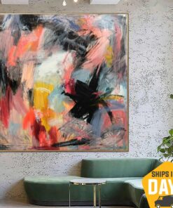 Original Abstract Vibrant Paintings on Canvas Colorful Modern Artwork Textured Oil Painting Handmade Art | SATURDAY MORNING 40"x40"
