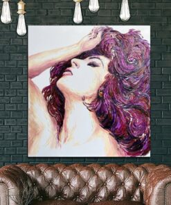Original Abstract Woman Painting On Canvas Modern Female Fine Art Impasto Painting Sexy Woman Portrait Wall Art | CURLY LADY