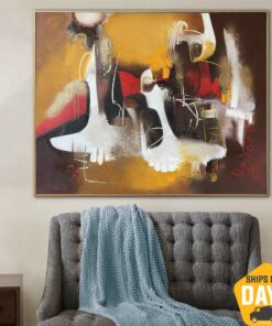 Original Abstract Yellow Paintings On Canvas Modern Colorful Art Unique Painting Wall Decor | BIG WALK 43.3"x55.1"