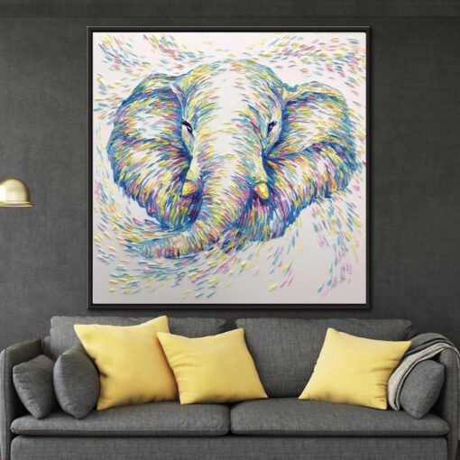 Buy Original Artwork Elephant Painting Wild Nature Oil Animal Wall Art Living Room | YOUNG ELEPHANT online shopping cheap