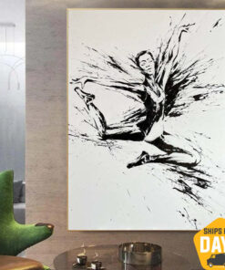 Original Ballerina Painting Abstract Painting Ballet Dancer Impasto Painting Black And White Art Painting Living Room | BALLERINA SOFIA 45.28"x33.46"