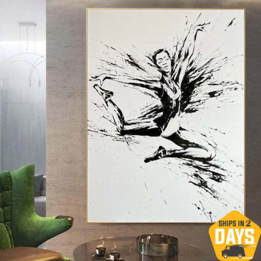 Buy Original Ballerina Painting Abstract Painting Ballet Dancer Impasto Painting Black And White Art Painting Living Room | BALLERINA SOFIA 45.28"x33.46" online shopping cheap
