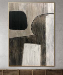 Original Beige Painting Black And White Paintings On Canvas Gray Painting Acrylic Modern Textured Oil Painting Minimalist Art Wall Decor | SILHOUETTE