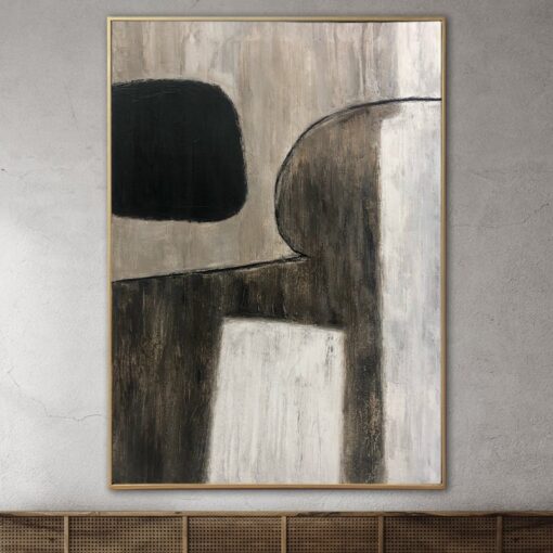 Buy Original Beige Painting Black And White Paintings On Canvas Gray Painting Acrylic Modern Textured Oil Painting Minimalist Art Wall Decor | SILHOUETTE online shopping cheap