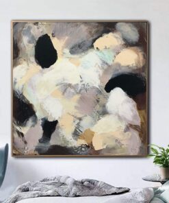 Original Beige Paintings On Canvas Black And White Abstract Fine Art Modern Textured Painting Original Oil Handmade Art Wall Decor | BLURRED DREAMS