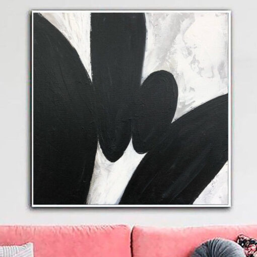 Buy Original Black and White Painting on Canvas Minimalist Wall Art Abstract Stones Artwork Personalized Wall Art Aesthetic Painting | ANCIENT STONES online shopping cheap