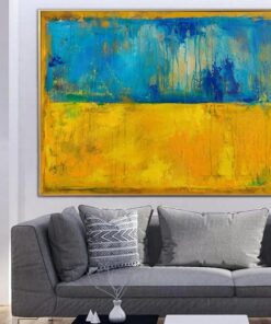 Original Blue And Yellow Painting Abstract Ukrainian Flag Colors Wall Art Modern Painting Stand with Ukraine Pray for Ukraine Wall Decor | SKY AND FIELD