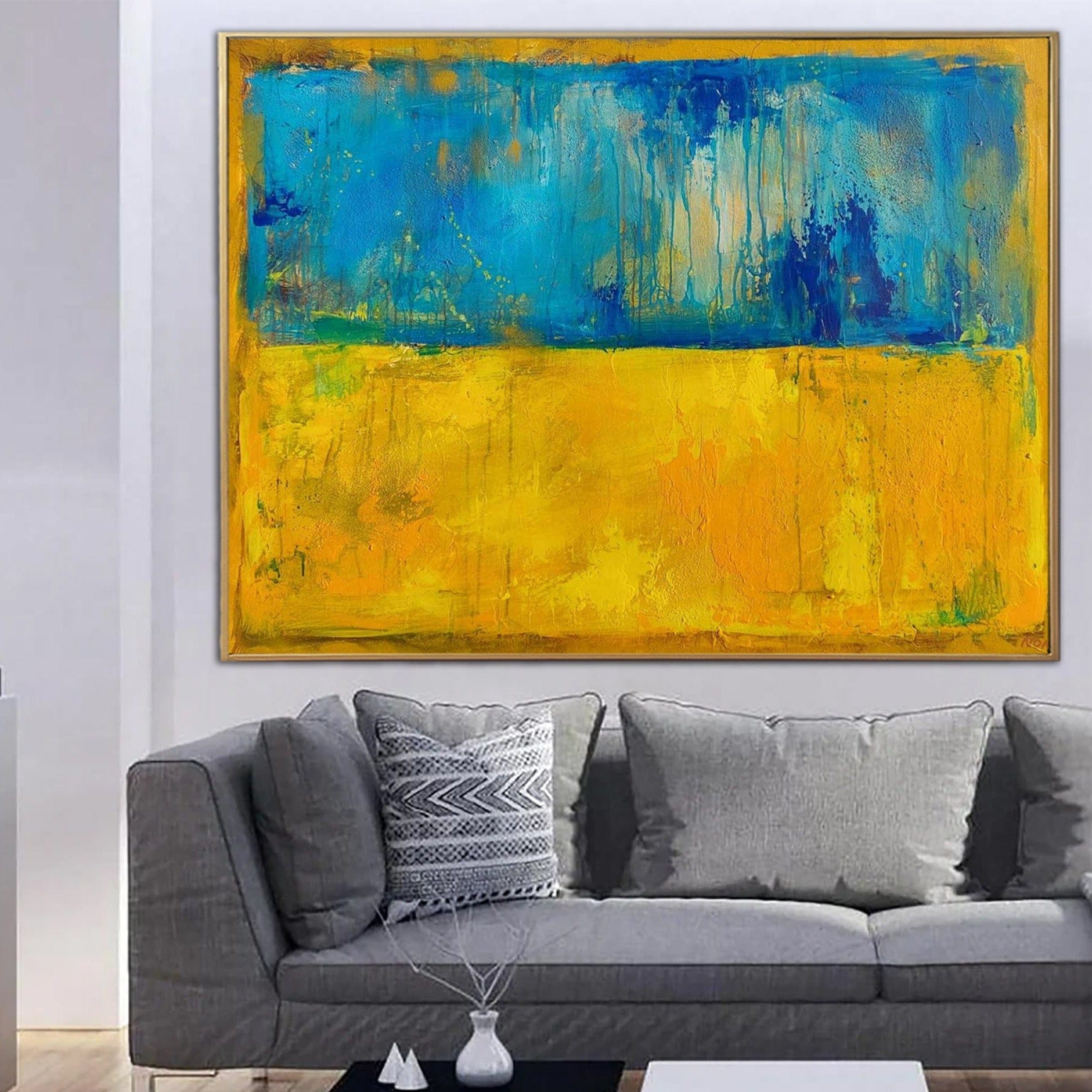 Buy Original Blue And Yellow Painting Abstract Ukrainian Flag Colors Wall Art Modern Painting Stand with Ukraine Pray for Ukraine Wall Decor | SKY AND FIELD online shopping cheap