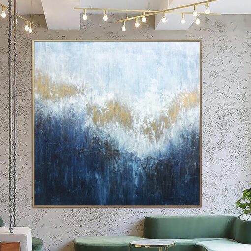 Buy Original Blue Painting Gold Leaf Oil Artwork Acrylic Painting Extremely Unique Painting Contemporary Painting Abstract Wall Painting | GOLD SHINING online shopping cheap
