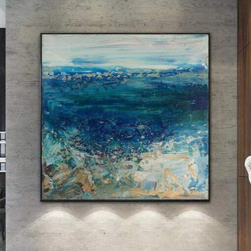 Buy Original Blue Painting Seascape Landscape Acrylic Painting Extremely Unique Painting Contemporary Painting Turquoise Abstract Wall Painting | SPLASH online shopping cheap