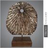 Buy Original Brown Oval Wood Sculpture Creative Desktop Art Abstract Ribbed Table Figurine for Home Decor | ACCUMULATION 16"x11.8" online shopping cheap