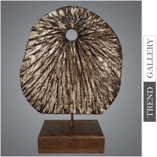 Buy Original Brown Oval Wood Sculpture Creative Desktop Art Abstract Ribbed Table Figurine for Home Decor | ACCUMULATION 16"x11.8" online shopping cheap