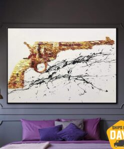 Original Canvas Abstract Gun Painting Revolver Fine Art Pop Art Painting Oil Painting Colt Painting Wall Art Decor | GRANDPA’S RARITY 20"x28"