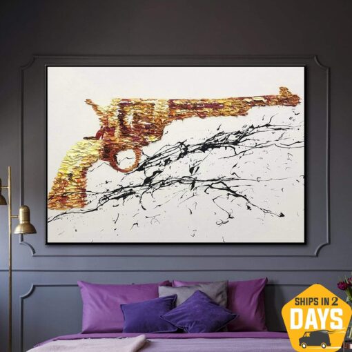 Buy Original Canvas Abstract Gun Painting Revolver Fine Art Pop Art Painting Oil Painting Colt Painting Wall Art Decor | GRANDPA'S RARITY 20"x28" online shopping cheap