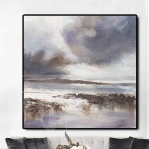 Buy Original Canvas Gray and White Painting Contemporary Abstract Art | HAZY FANTASIES online shopping cheap