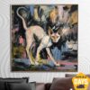 Buy Original Cat Painting Canvas Vivid Artwork Sphynx Cat Wall Art Pet Painting Canvas Abstract Sphynx Cat Fine Art Contemporary Art | SPHYNX CAT 46"x46" online shopping cheap