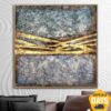 Original Colorful Abstract Paintings On Canvas Gold Leaf Wall Art Blue Painting Hand Painted Artwork Luxury Painting for Hotel Decor | RAYS 46"x46"