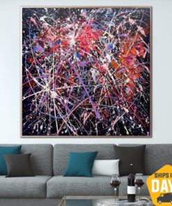 Original Colorful Acrylic Wall Art Minimalist Splashes Abstract Creative Artwork for Office Decor | COLOR SPLASHES 24"x24"