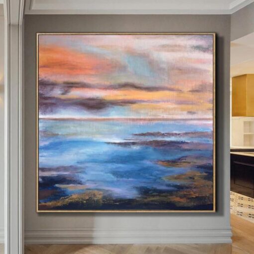 Buy Original Colorful Ocean Painting Landscape Acrylic Art Extremely Unique Fine Art Contemporary Wall Art | PLEASANT MEMORIES online shopping cheap
