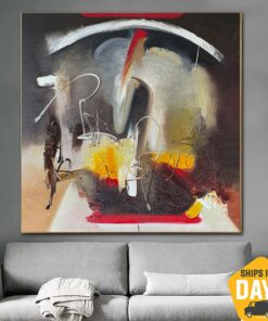 Original Colorful Oil Painting Minimalist Style Modern Textured Paintings on Canvas Abstract Wall Art for Decor | OBSTACLE 39.4"x39.4"