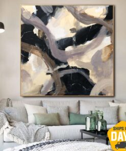 Original Colorful Paintings On Canvas Abstract Shapes Modern Artwork Oil Acrylic Painting Wall Art For Living Room Decor | STRANGE SHAPES 45.3"x45.3"