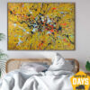 Original Colorful Paintings On Canvas Abstract Yellow Wall Art Textured Artwork for Living Room Decor | YELLOW SPLASH 39.4"x54"