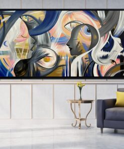 Original Colorful Paintings On Canvas Figurative Faces Artwork Abstract Textured Wall Art for Living Room | MOON PEOPLE