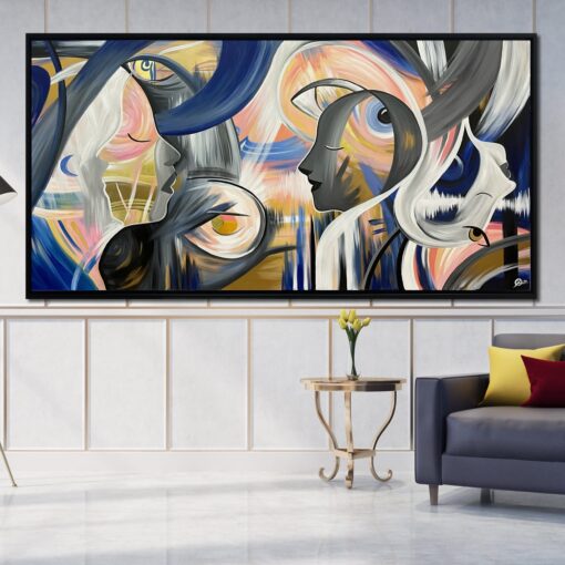 Buy Original Colorful Paintings On Canvas Figurative Faces Artwork Abstract Textured Wall Art for Living Room | MOON PEOPLE online shopping cheap