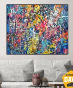 Original Colorful Paintings On Canvas Rainbow Colors Oil Painting Textured Artwork for Home Decor | RAINBOW SPLASH 40"x50"