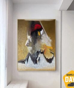 Original Colorful Portrait Abstract Wall Hanging Artwork Oil Painting for Office Decor | SAND DWELLER 47.2"x39.4"