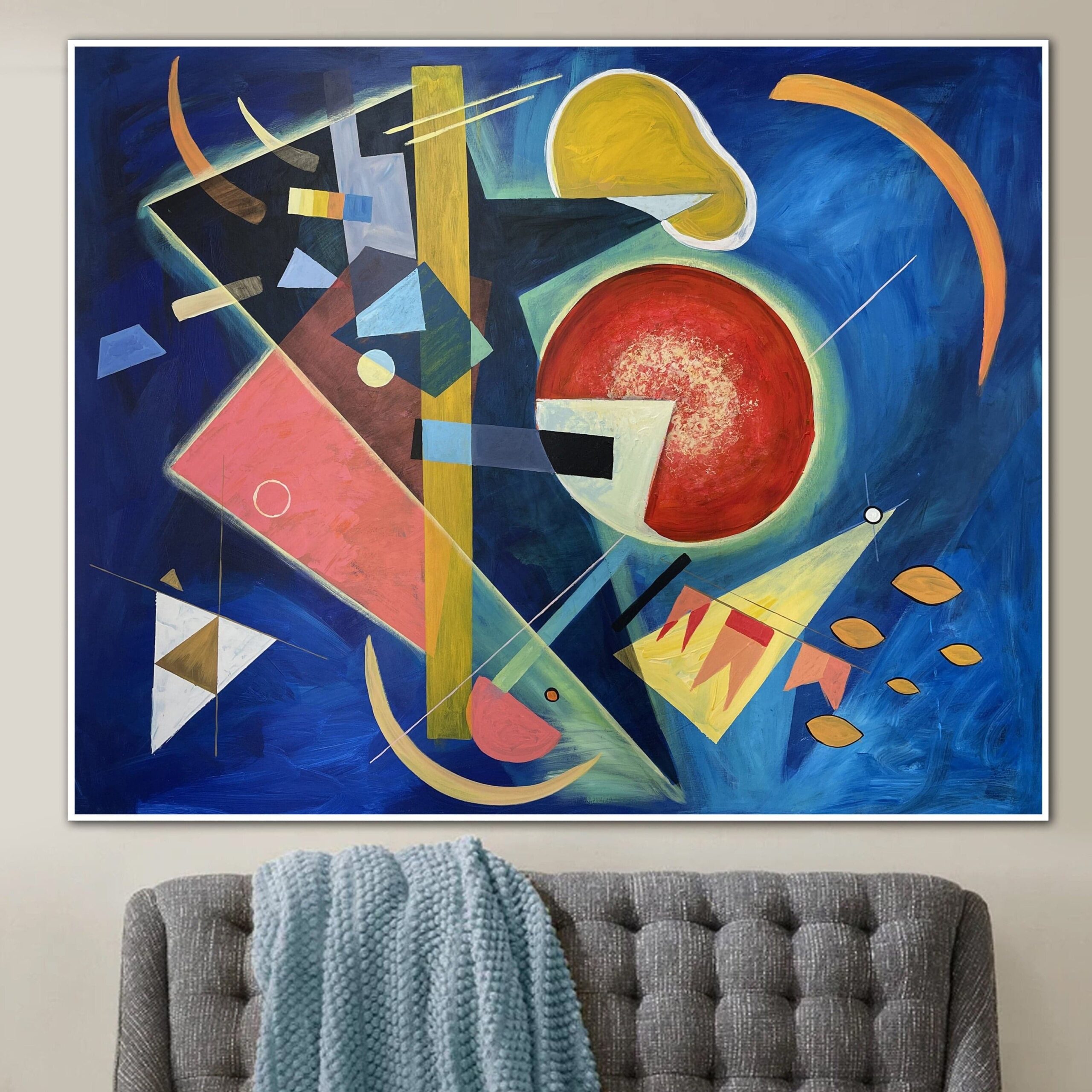 Buy Original Colorful Shapes Abstract Art Kandinsky Style Geometric Figures Paintings On Canvas Figurative Wall Decor | FORM PLEASURE online shopping cheap