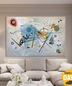 Original Colorful Shapes Abstract Expressionist Art Kandinsky Style Paintings On Canvas Geometric Figures Artwork for Room Decor | FIGURE AGILITY 42"x64"