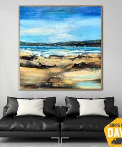 Original Decor Painting On Canvas Ocean Colorful Abstract Desert Modern Artwork Painting Wall Art | LAST OASIS 31.5"x31.5"