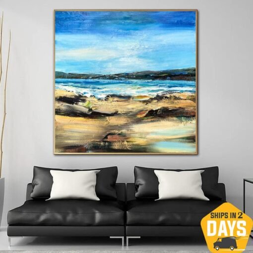 Buy Original Decor Painting On Canvas Ocean Colorful Abstract Desert Modern Artwork Painting Wall Art | LAST OASIS 31.5"x31.5" online shopping cheap
