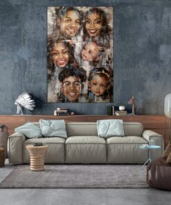 Original Family Paintings from Photo Colorful Wall Art Abstract Human Artwork Textured Decor for Office | PAINTING FROM PHOTO #35