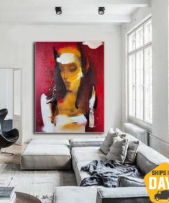 Original Female Portrait Paintings On Canvas Ancient Greek Mythology Modern Woman Artwork for Office | MOIRA LACHESIS 31.4"x23.6"