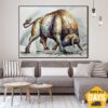 Original Furious Bull Colorful Animal Painting Impasto Style Art Wall Abstract Decor for Living Room | CORRIDA 30"x40"