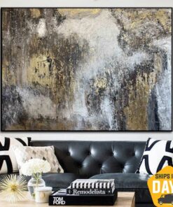 Original Gold Leaf Paintings On Canvas Textured Wall Art Hand Painted Artwork for Home Decor | ENERGY FLOWS 60"x80"