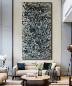 Original Jackson Pollock Style Acrylic Painting Handmade Wall Art Colorful Decor for Office | DISTURBANCE