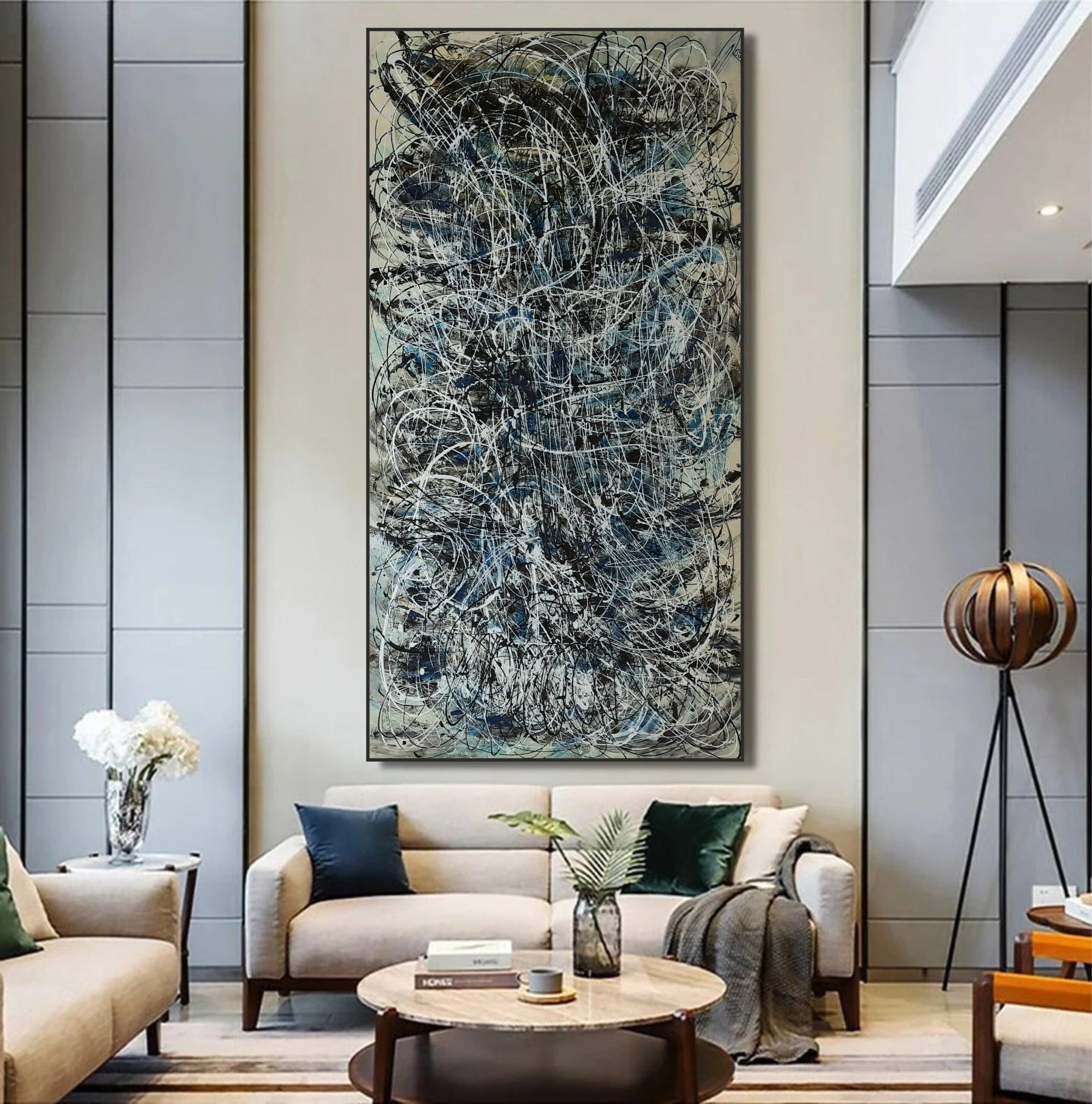 Buy Original Jackson Pollock Style Acrylic Painting Handmade Wall Art Colorful Decor for Office | DISTURBANCE online shopping cheap