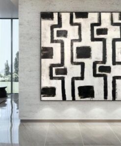 Original Modern Black And White Paintings On Canvas Geometric Art Symmetry Oil Wall Art | PATTERN SYMMETRY