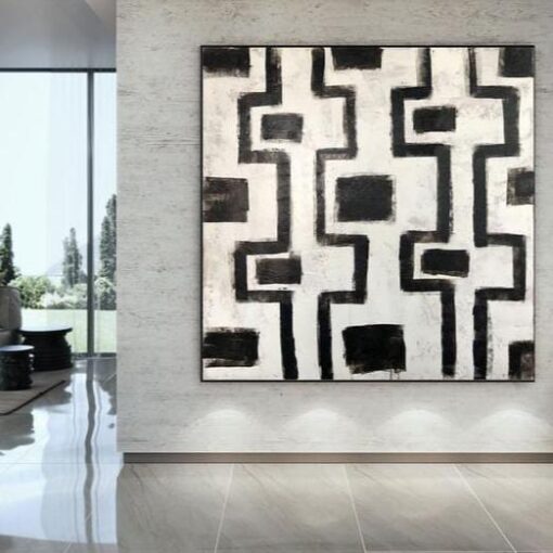 Buy Original Modern Black And White Paintings On Canvas Geometric Art Symmetry Oil Wall Art | PATTERN SYMMETRY online shopping cheap