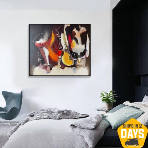 Buy Original Music Acrylic Painting Textured Wall Art Colrful Musician Artwork for Bedroom | MUSIC ECSTASY 39.4"x47.2" online shopping cheap